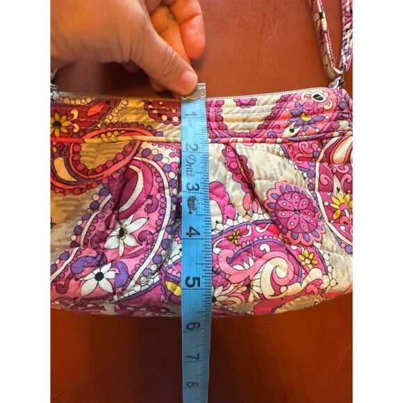 Vera Bradley Frannie Crossbody Bag Paisley Meets Plaid Pink Floral Quilted - Picture 5 of 7